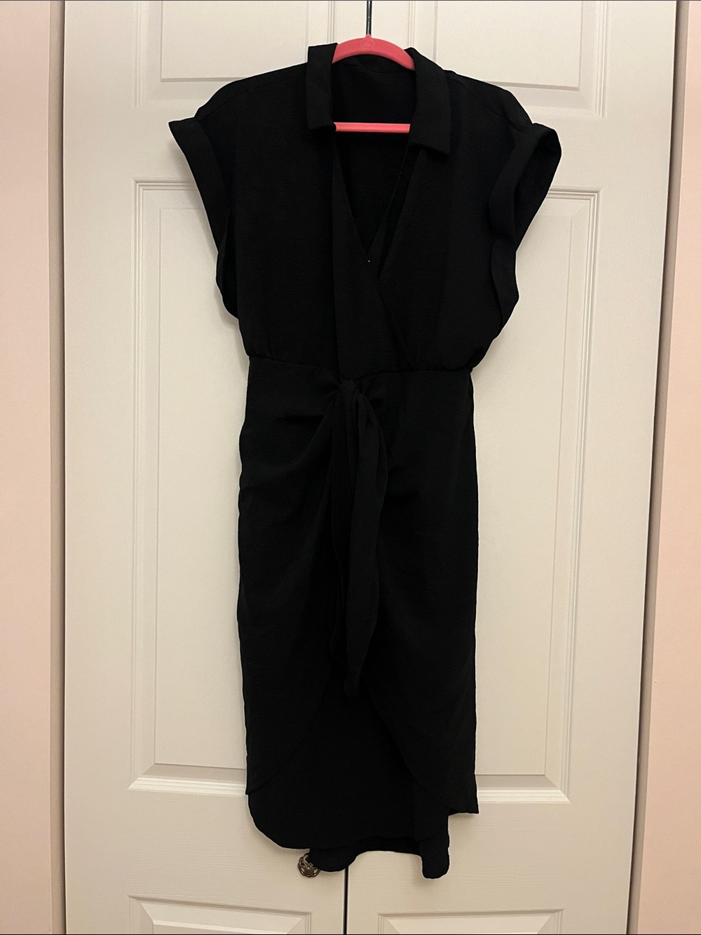 Classic Black Tie-Waist Shirt Dress